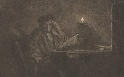 Rembrandt: Student reading by the Light of a Candle (Four Versions)